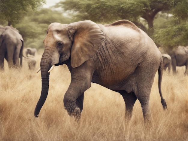 Un éléphant dans la savane