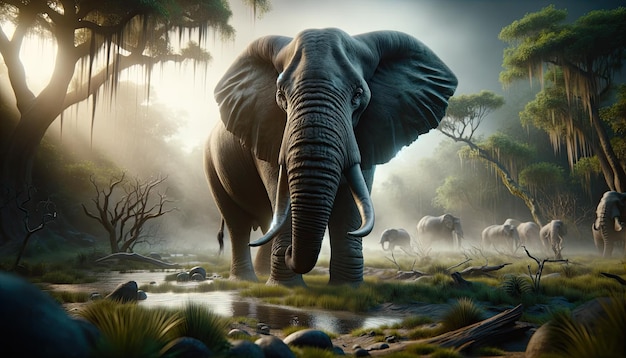 Un éléphant dans la savane