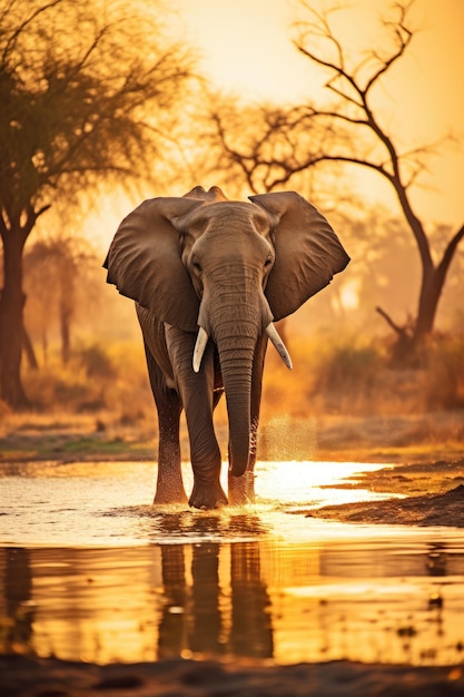 Un éléphant élégant au coeur d'une savane africaine