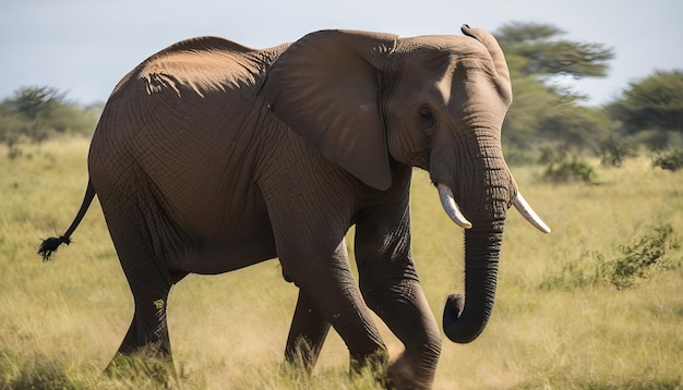 L'éléphant est en mouvement.