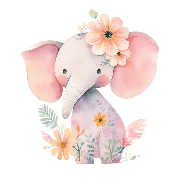 Un éléphant avec une fleur sur la tête