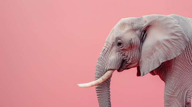 Un éléphant sur un fond rose pastel