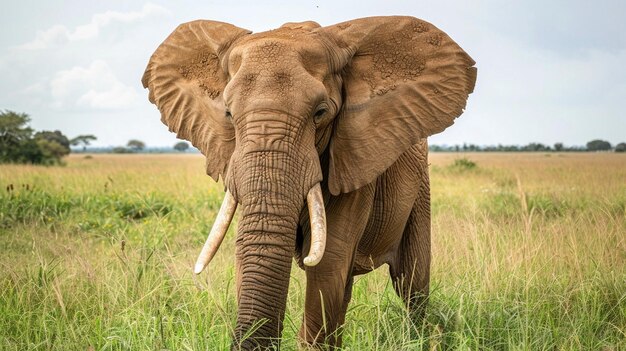 Photo un éléphant sur l'herbe