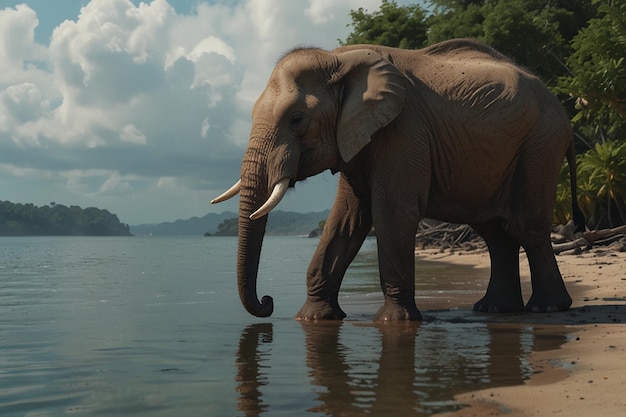 Photo un éléphant sur une île