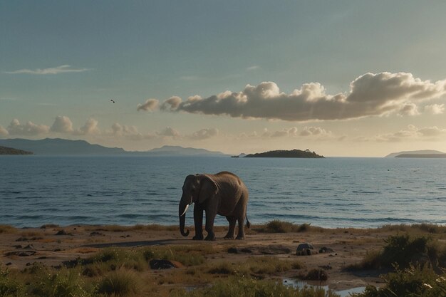 Photo un éléphant sur une île