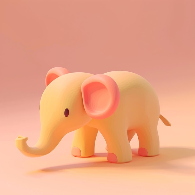 un éléphant jaune avec des défenses roses sur son visage éléphants mignons image 3d concept de la journée mondiale de la faune il