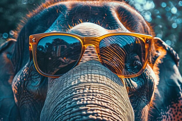 Un éléphant avec des lunettes de soleil