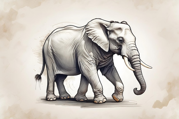 Un éléphant qui marche dans une illustration de la faune