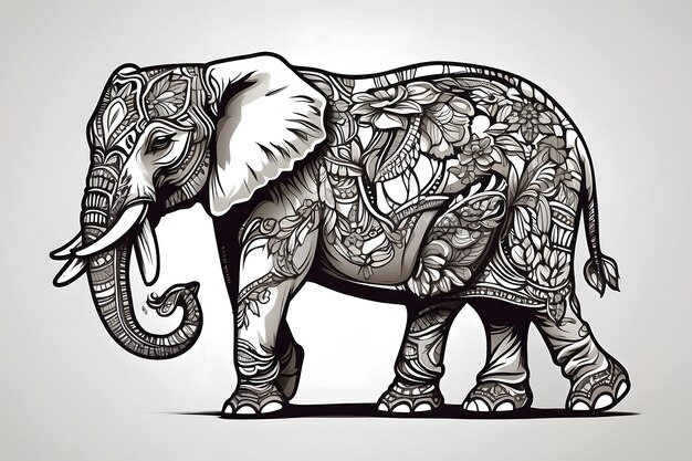 Un éléphant qui marche dans une illustration de la faune