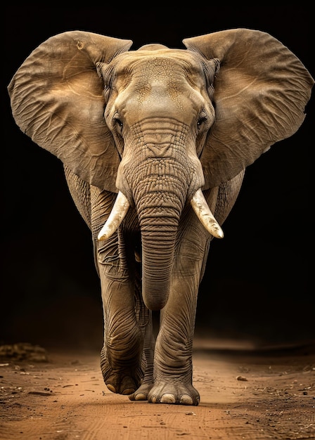 Un éléphant qui marche vers la caméra.