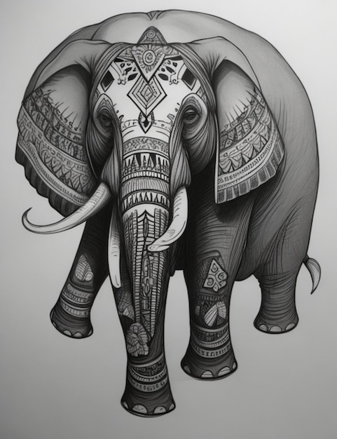 un éléphant avec un tatouage sur le dos