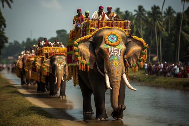 Les éléphants avec le numéro 1 sur le dos sont décorés de fleurs et des mots " url ".