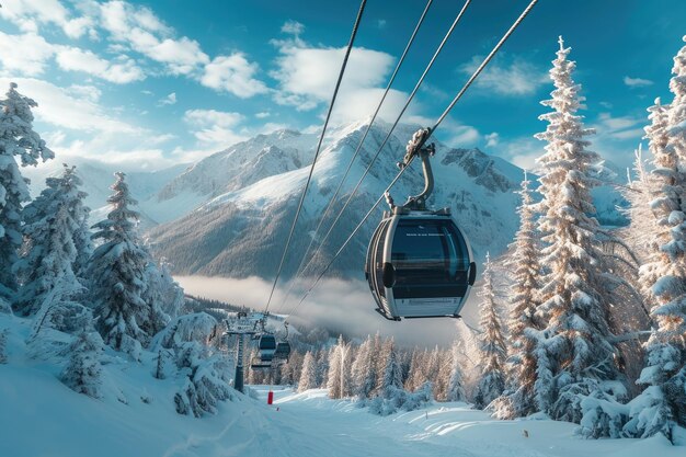 Elevateur de ski à grande cabine contemporain génératif Ai