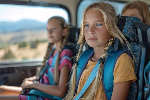 Photo les élèves s'assoient sur des sièges de transport éducatif