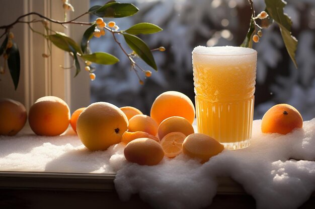 Photo Élixir d'abricot divin sur la photographie d'images d'abricots 4k en blanc neigeux