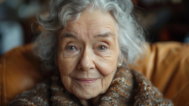 Elle est accompagnée de sa soignante à la maison.