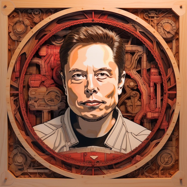 Photo elon musk ai images elon musk oeuvre elon musk peinture elon musk oeuvre de style en bois