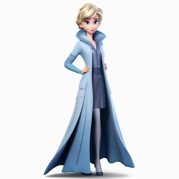 Photo elsa frozen dans le style de dessin animé 3d avec une touche dystopique