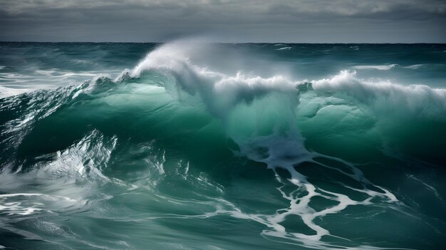 L'élysée côtière, les vagues tranquilles de l'océan, les nuages éthérés et la mousse délicate.