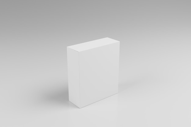 Emballage de boîte avec fond blanc sur rendu 3d