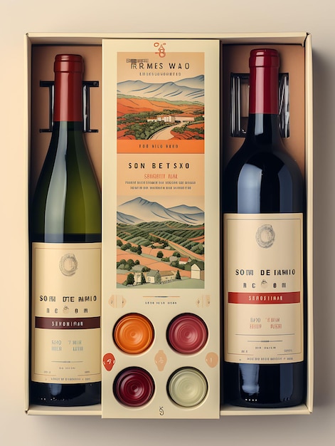 Photo emballage de boîte à vin rétro coloré avec une couleur vintage et nostalgique conception créative de idées de conception