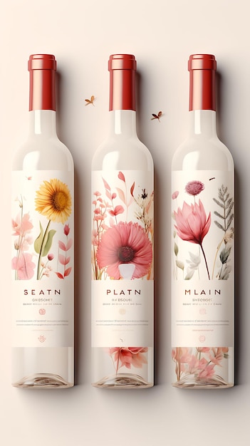 Emballage d'étiquette de vin à l'aquarelle colorée avec une couleur douce et rêveuse conception créative idées de conception