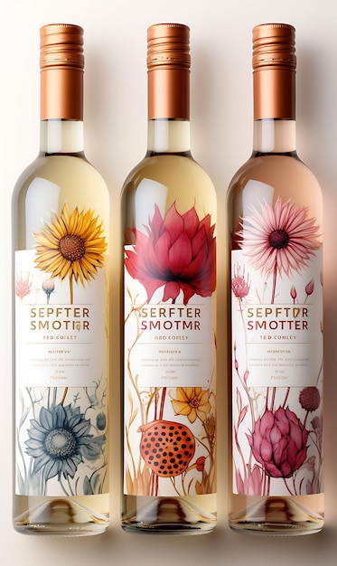 Emballage d'étiquette de vin à l'aquarelle colorée avec une couleur pastel douce Pal conception créative idées de conception