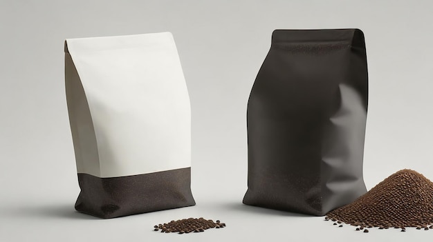 Photo un emballage de grains de café simple et séduisant sur un fond impeccable