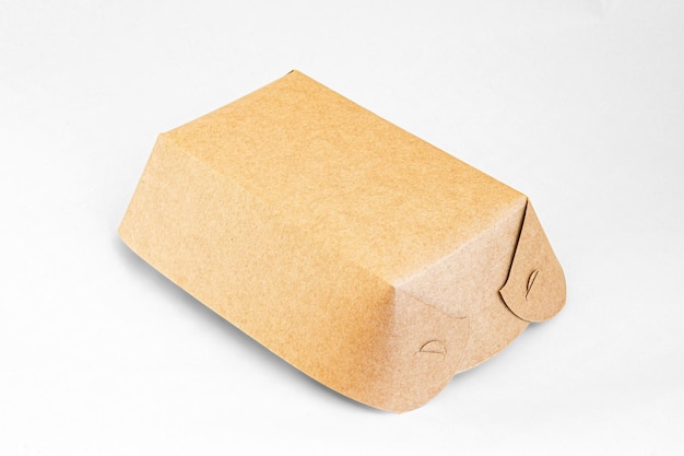 Emballage en papier artisanal Plateau pour plats à emporter Boîte en carton jetable artisanale écologique Concept sans plastique ou zéro déchet