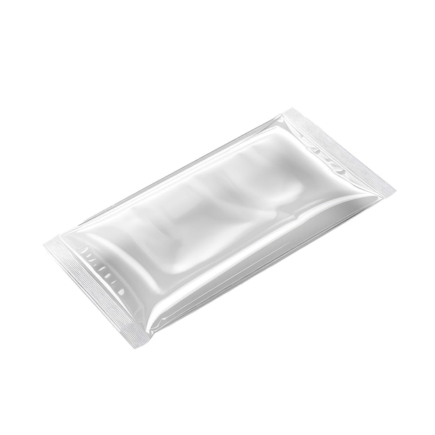 Photo emballage en plastique blanc vide enveloppe en feuille blanche ou sachet en plastique pour aliments ou médicaments