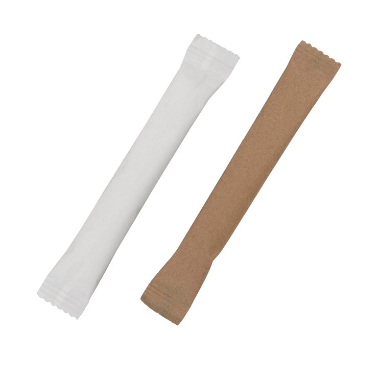 Photo emballage de portions sachet emballage de portions de sucre bâton de papier bâton avec du sucre