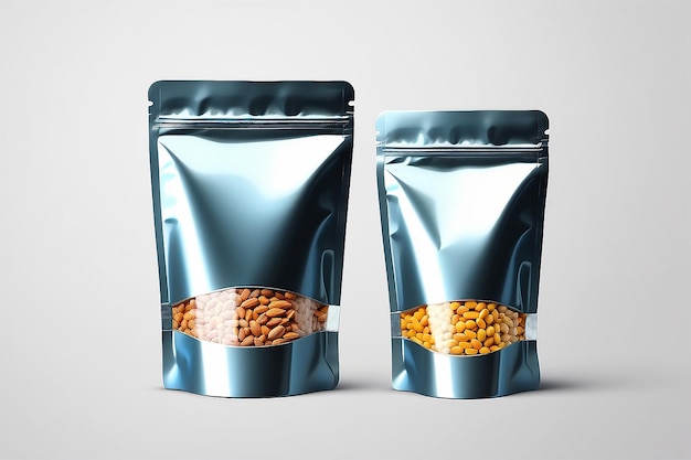 Emballage de sacs d'aliments en feuille de qualité supérieure avec serrure à glissière Illustration isolée sur fond blanc
