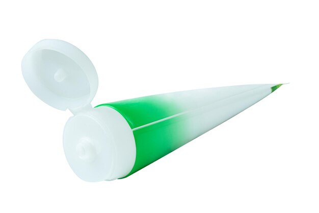 Emballage de tube cosmétique blanc et vert vierge de crème ou de gel