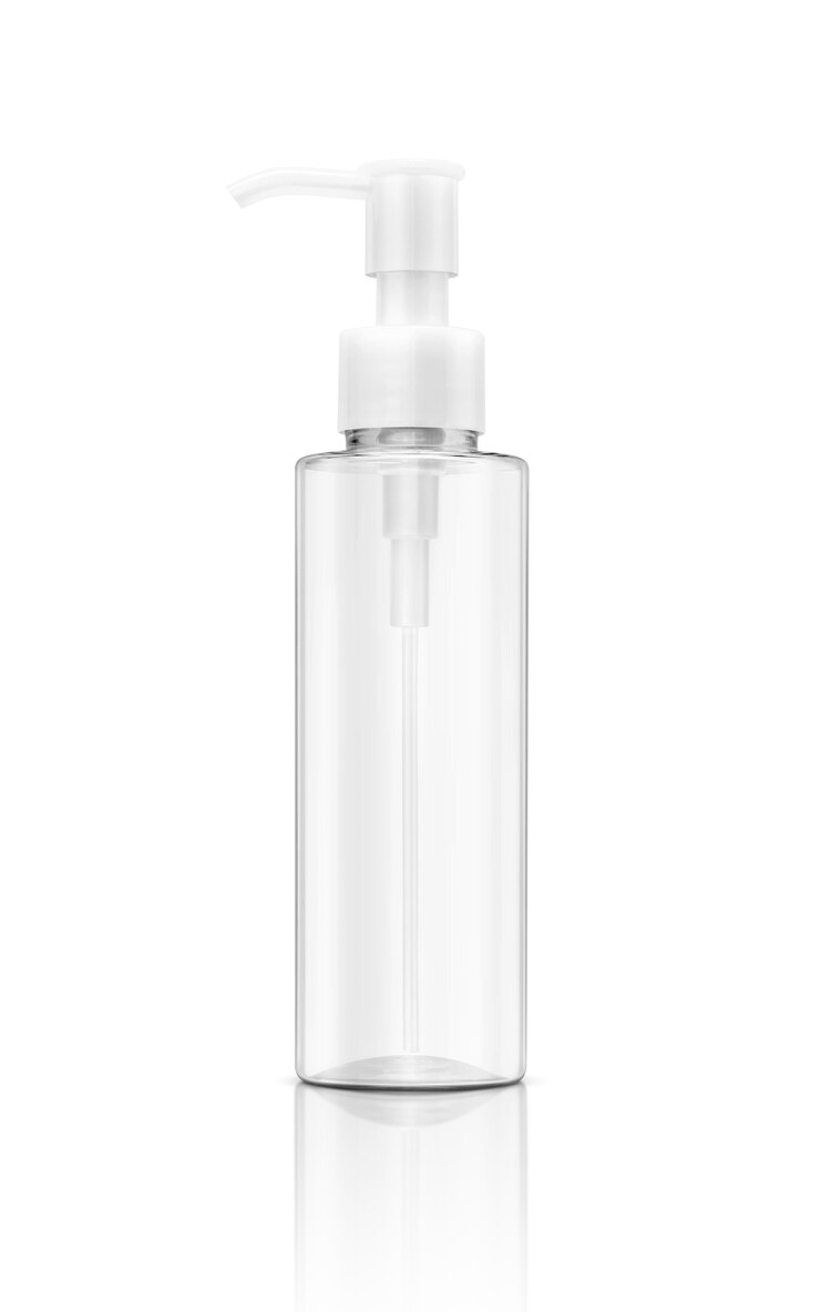 Emballage vide cosmétique bouteille en plastique transparent transparent isolé