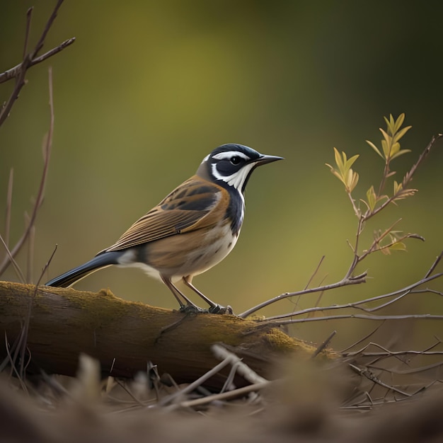 Emberiza schoeniclus oiseau unique sur la branche générative ai