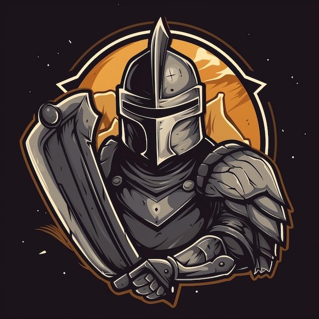 Emblème de chevalier de dessin animé pour un logo de jeu