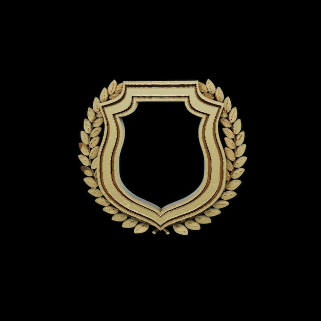 Emblème du bouclier d'or avec une couronne de laurier