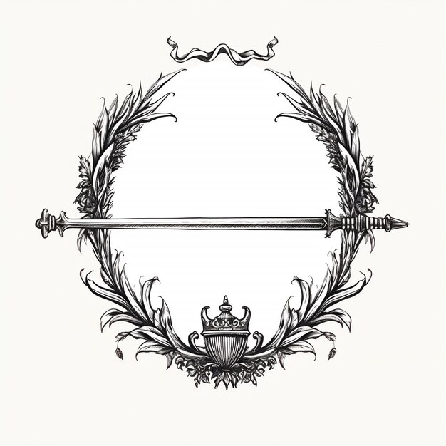 Emblème du logo de la couronne d'épée monotone