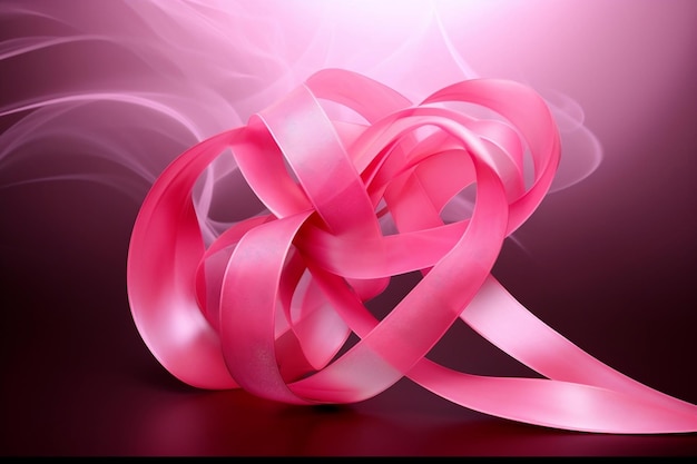 Emblème du ruban rose de l'IA générative de la bataille contre le cancer