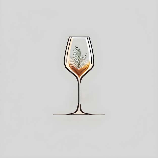 Photo emblème minimaliste d'art en ligne de verre à vin