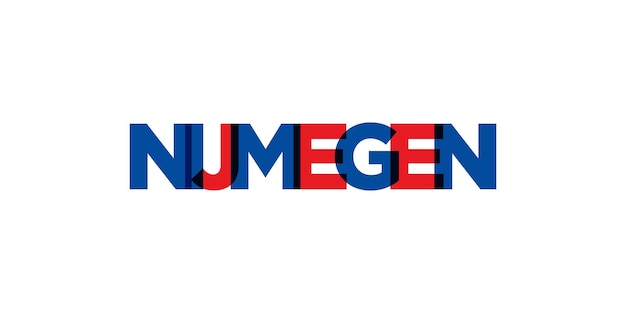 L'emblème de Nijmegen aux Pays-Bas Le dessin comporte une illustration vectorielle de style géométrique avec une typographie audacieuse dans une police moderne Le lettrage graphique du slogan