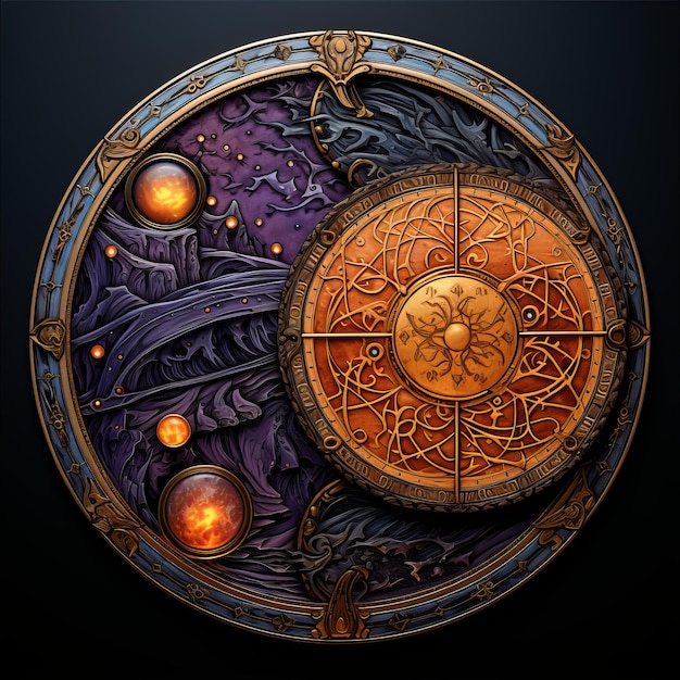 L'emblème de Warcraft Un mélange mystique de violet foncé et d'ambre clair