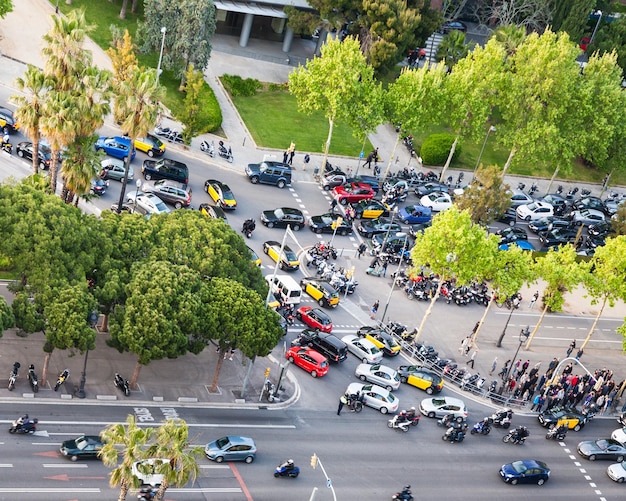 Embouteillage sur l'Avinguda Diagonal dans la ville de Barcelone