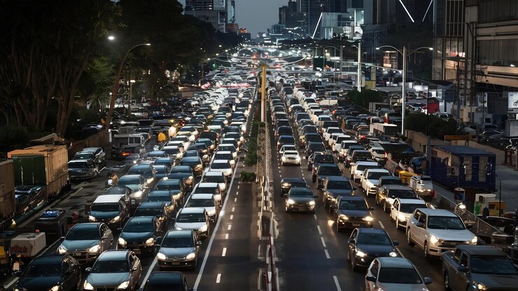 Photo un embouteillage à bangkok, en thaïlande