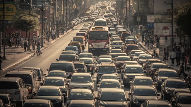 Un embouteillage sur une route très fréquentée généré par l'IA