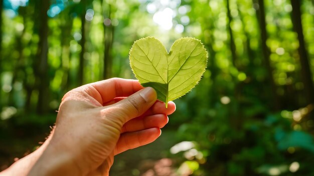 Photo embrassant la nature39s l'amour avec un concept de feuille en forme de cœur photographie de la nature feuille de cœur l'amour pour la nature