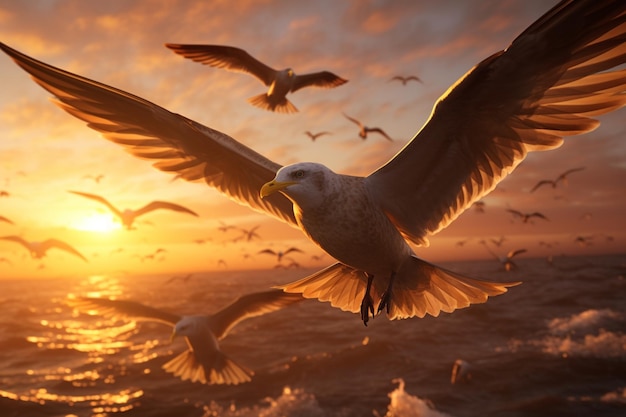 Photo embrassez les ailes des oiseaux dans le vol de la liberté