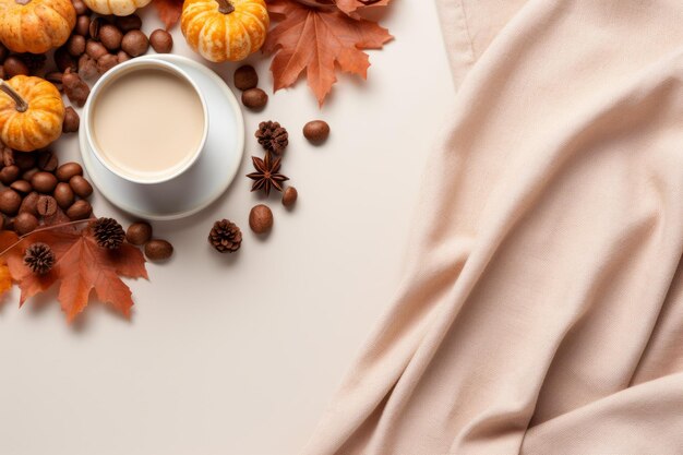 Embrassez l'esthétique de l'automne Transformez votre espace de travail en un havre confortable avec des glands de café à carreaux