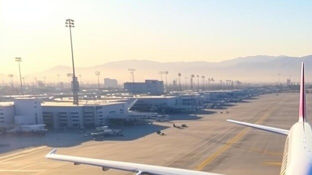 Photo emirates airbus un avion à l'aéroport de los angeles lax aux états-unis vue aérienne