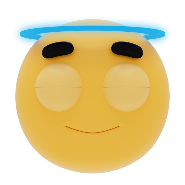 Emoji 3d angélique avec cabeza de halo bleu